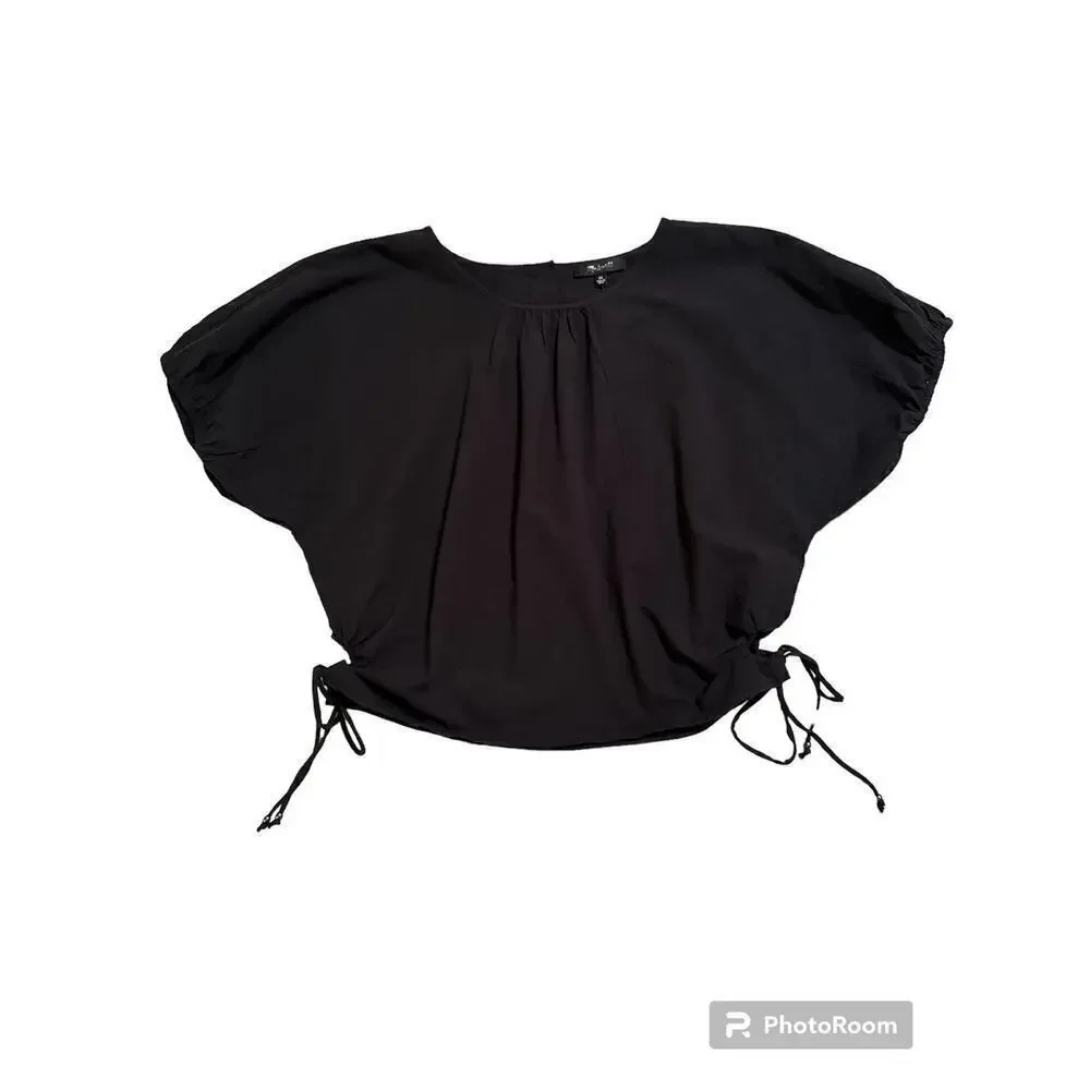 Madewell Poplin Puff Sleeve Cut Out Crop Top Size XXS